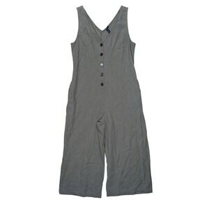 Knot Sisters Jumpsuit Wide Leg Cropped Linen Blend Lagenlook Boho Women's Medium